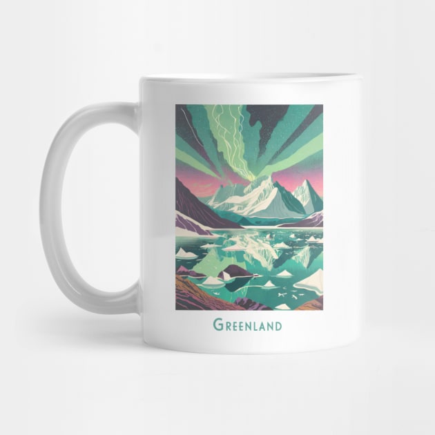 Vintage Retro Travel - Enchanted Greenland Aurora by POD24